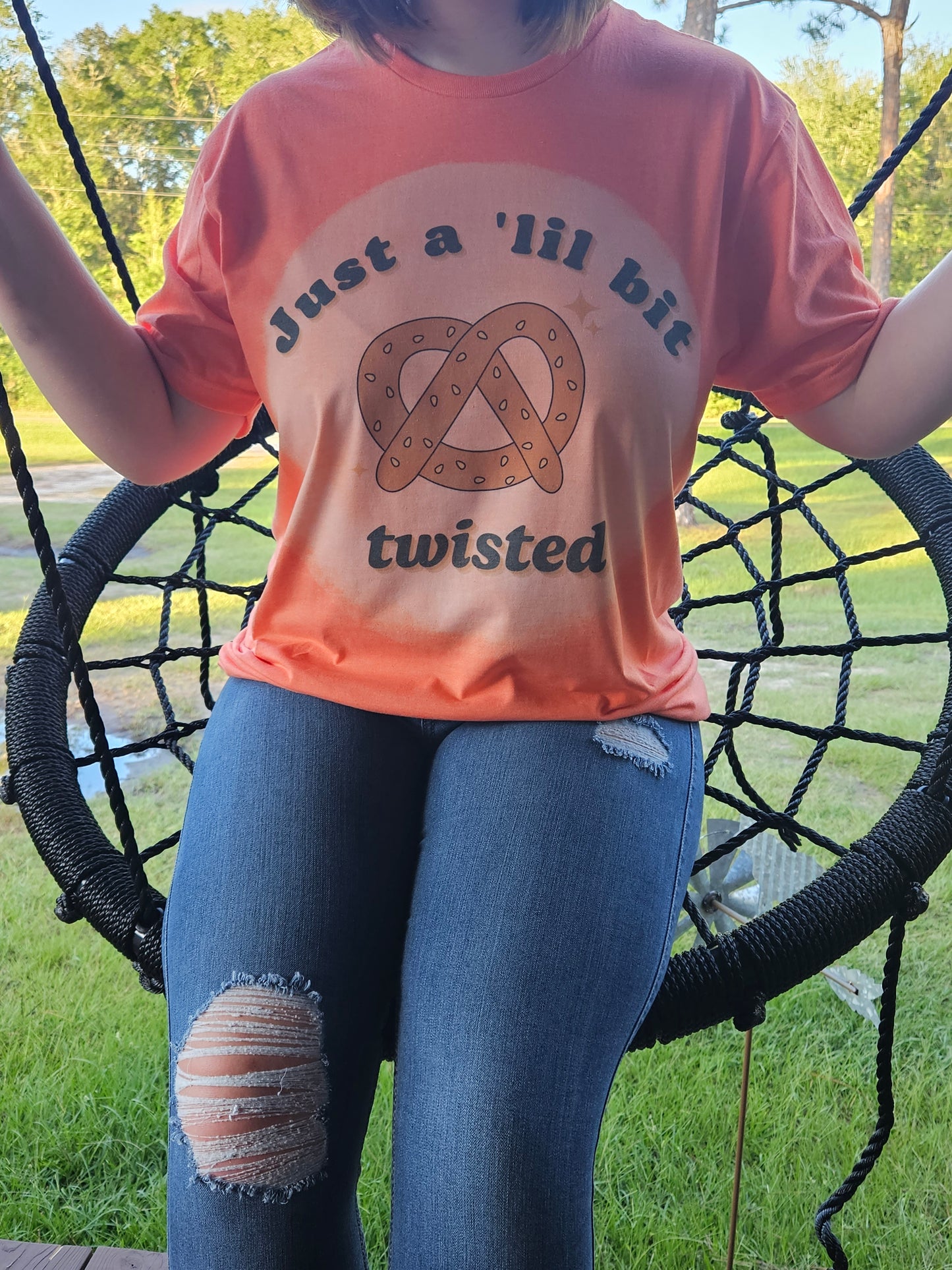 Just A Lil' Bit Twisted Bleached Sublimation T-Shirt