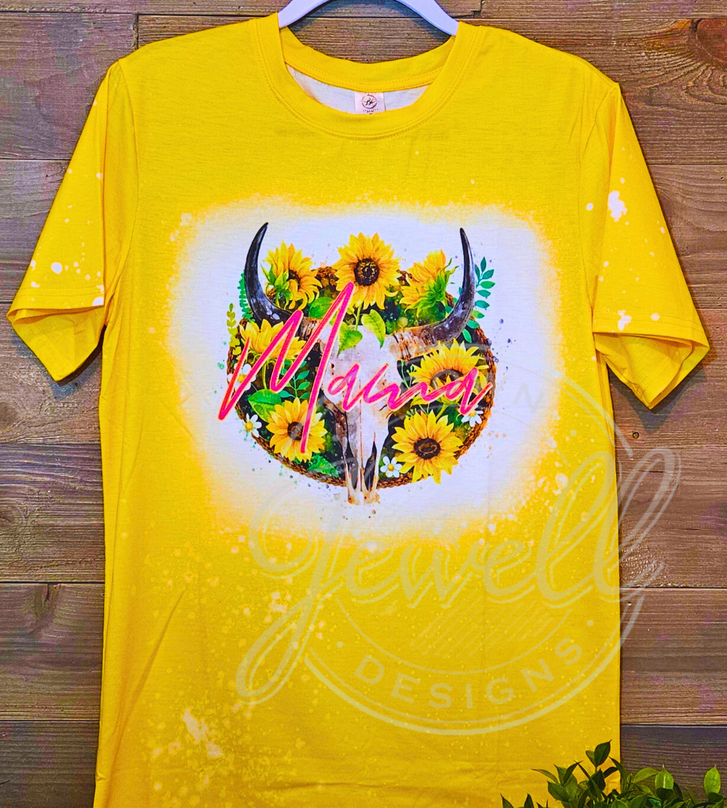 Cowskull Mama Faux Bleach Short Sleeve Sublimation Tee