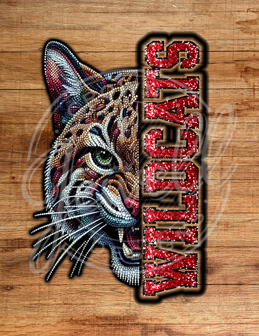 Red Wildcats Rhinestone and Glitter - DIGITAL DESIGN ONLY